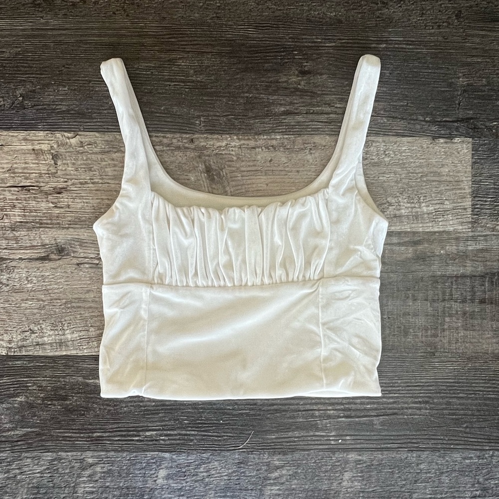 white velvet crop top